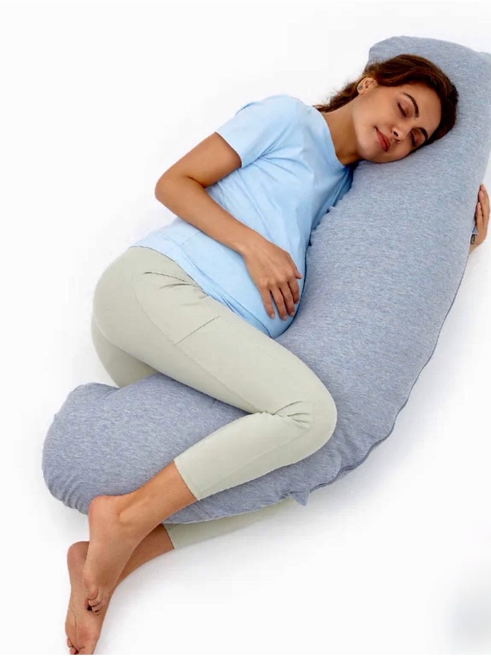 MomCozy Pregnancy Support Pillow - Light Heather Gray NWT